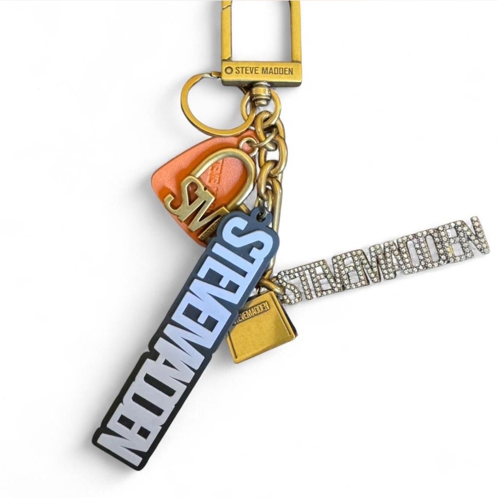 Steve Madden Multicharm Key and Bag Charm in Orange, Gold, White